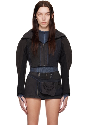 HYEIN SEO Black & Gray Patchwork Crop Jacket