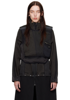 HYEIN SEO Gray & Khaki Patchwork Reversible Vest