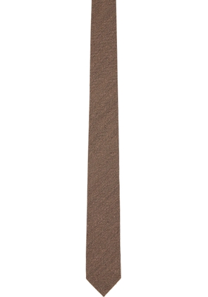 Dries Van Noten Brown Herringbone Tie