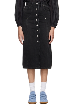Isabel Marant Etoile Black Vandy Denim Midi Skirt