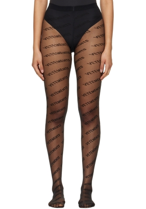 VETEMENTS Black Wolford Edition Monogram Logo Tights