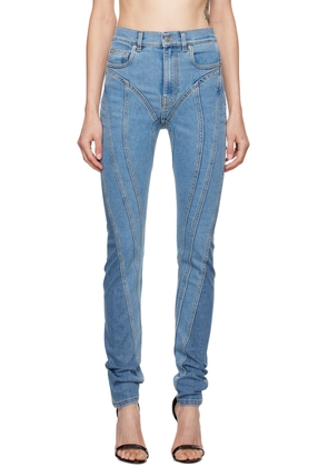 Mugler Blue Bi-Color Spiral Jeans
