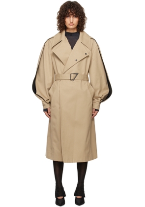 Mugler Beige Belted Trench Coat