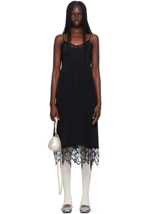 Simone Rocha Black Deep Lace Trim Slip Dress
