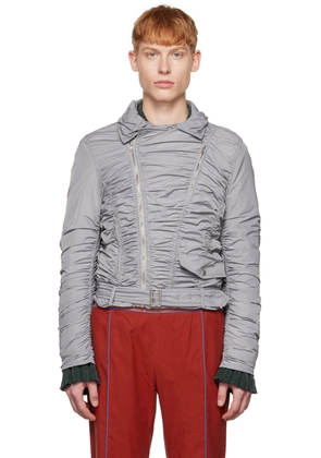 OPEN YY SSENSE Exclusive Gray Ruched Bomber Jacket