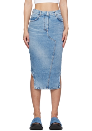 Givenchy Blue Asymmetric Denim Midi Skirt