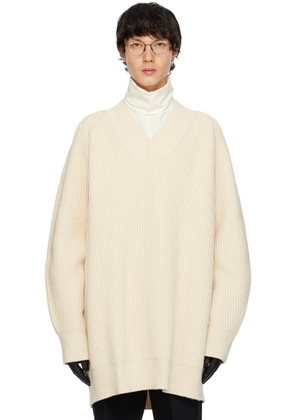 Jil Sander Off-White V-Neck Sweater