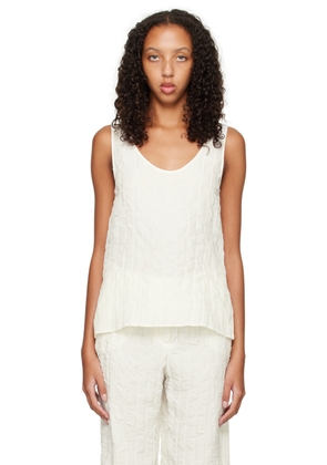 Nina Ricci White Crinkled Tank Top