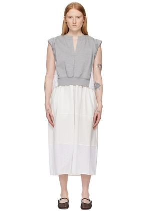 3.1 Phillip Lim Gray & White Rolled Sleeve Midi Dress