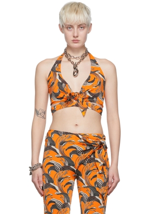 Rabanne Orange Viscose Tank Top