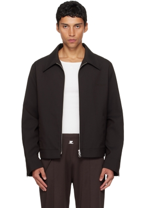 Courrèges Brown Embroidered Zipped Twill Jacket