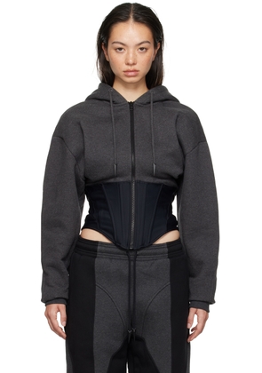 Mugler Gray Corseted Hoodie