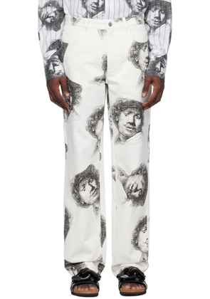 JW Anderson White Printed Jeans