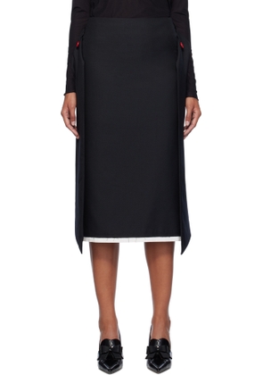 AO YES Black Low Waist Knot Straight Midi Skirt