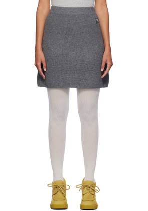 Maison Kitsuné Gray Bold Fox Head Patch Ribbed Miniskirt
