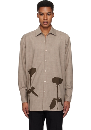 Ludovic de Saint Sernin Beige & Brown Go To Flower Shirt