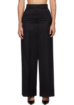 Pushbutton Black Side Folded Wide Trousers