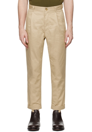 BEAMS PLUS Beige 1 Pleat Trousers