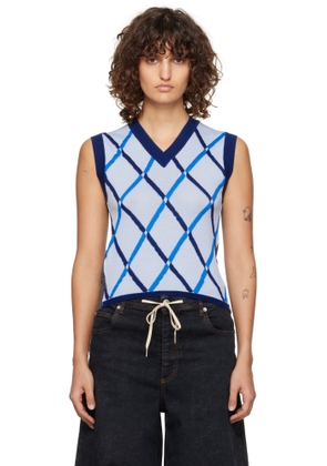 Marni Blue Argyle Half & Half Vest