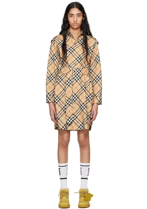 Burberry Beige Check Shirt Midi Dress