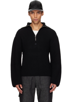 Courrèges Black Ribbed Wool Trucker Sweater