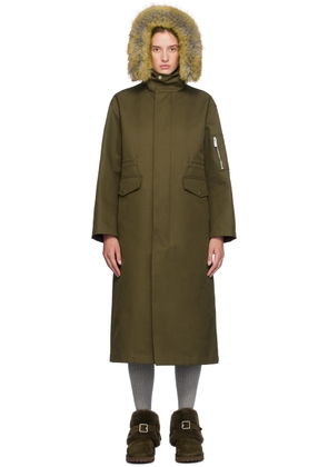 Burberry Khaki Faux-Fur Hood Coat