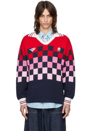 RICE NINE TEN Multicolor Checkrd Soccer Jersey Sweater