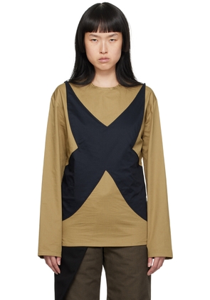 STRONGTHE Beige & Black Baby Long Sleeve T-Shirt