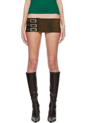 Mowalola SSENSE Exclusive Brown Belt Denim Miniskirt
