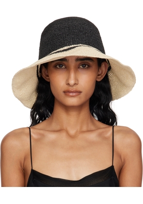TOTEME Black & Beige Paper Straw Beach Hat