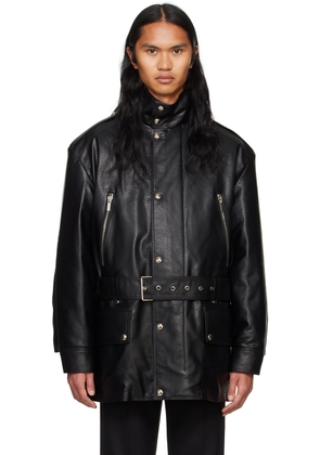System Black Safari Faux-Leather Jacket