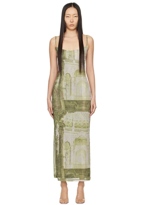 Miaou Green & Off-White Thais Maxi Dress