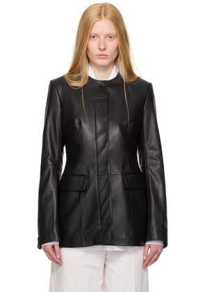 TOTEME Black Collarless Leather Jacket