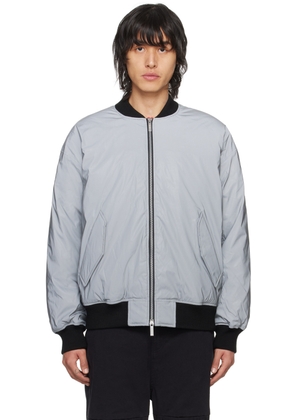 Izzue Gray Reflective Down Bomber Jacket
