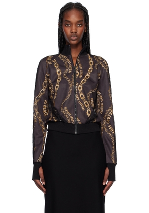 Versace Jeans Couture Black & Gold Chain Couture Lace Zip Sweatshirt