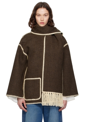 TOTEME Brown Embroidered Scarf Jacket
