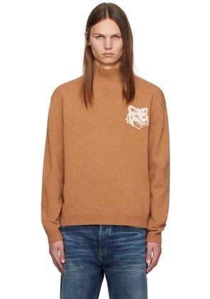 Maison Kitsuné Tan Fox Head Intarsia Turtleneck