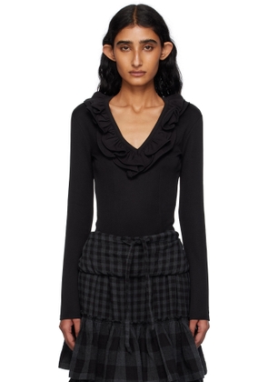 OPEN YY Black Ruffle Bodysuit