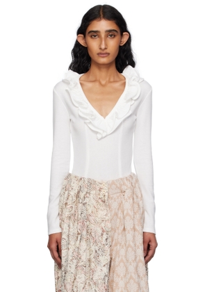 OPEN YY White Ruffle Bodysuit