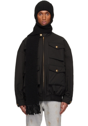 We11done Black Chunky Muffler Beanie