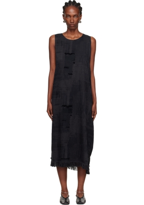 Y's Black O-Asymmetry Sleeveless Midi Dress