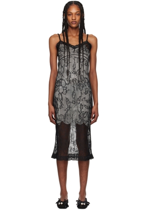 Simone Rocha Black Floral Midi Dress