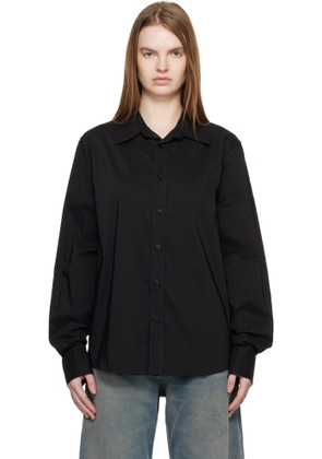 MM6 Maison Margiela Black Poly Cotton Shirting Long-Sleeved Shirt