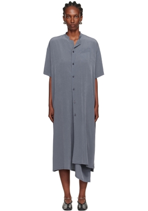 Y's Blue N-Half Sleeve Box Shirt Midi Dress
