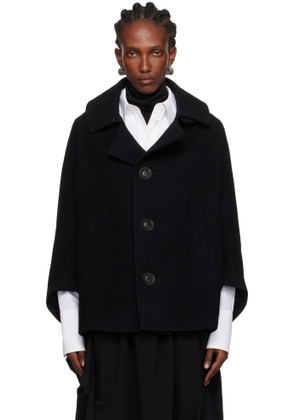 Y's Black U-Irregular Short Sleeve Coat