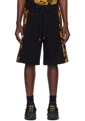 Versace Jeans Couture Black & Gold Watercolor Couture Shorts