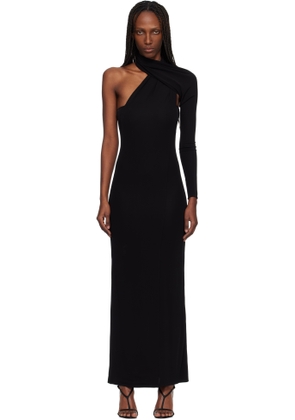 Courrèges Black Wrapped Jersey Maxi Dress