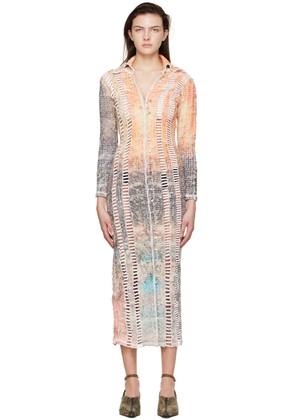 Luna Del Pinal Orange Polyester Midi Dress