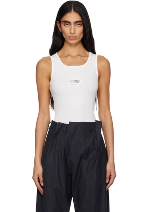 MM6 Maison Margiela White Ribbed Jersey Tank Top