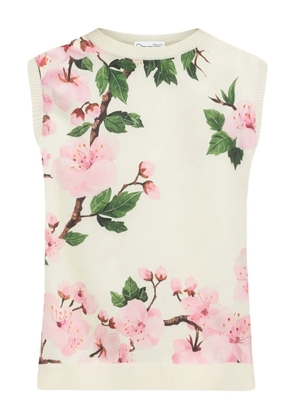 Oscar de la Renta printed silk tank top - White